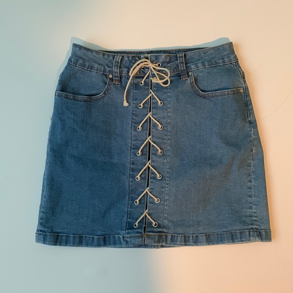 PacSun Dresses & Skirts - Pacsun Lace Up Denim Mini Skirt